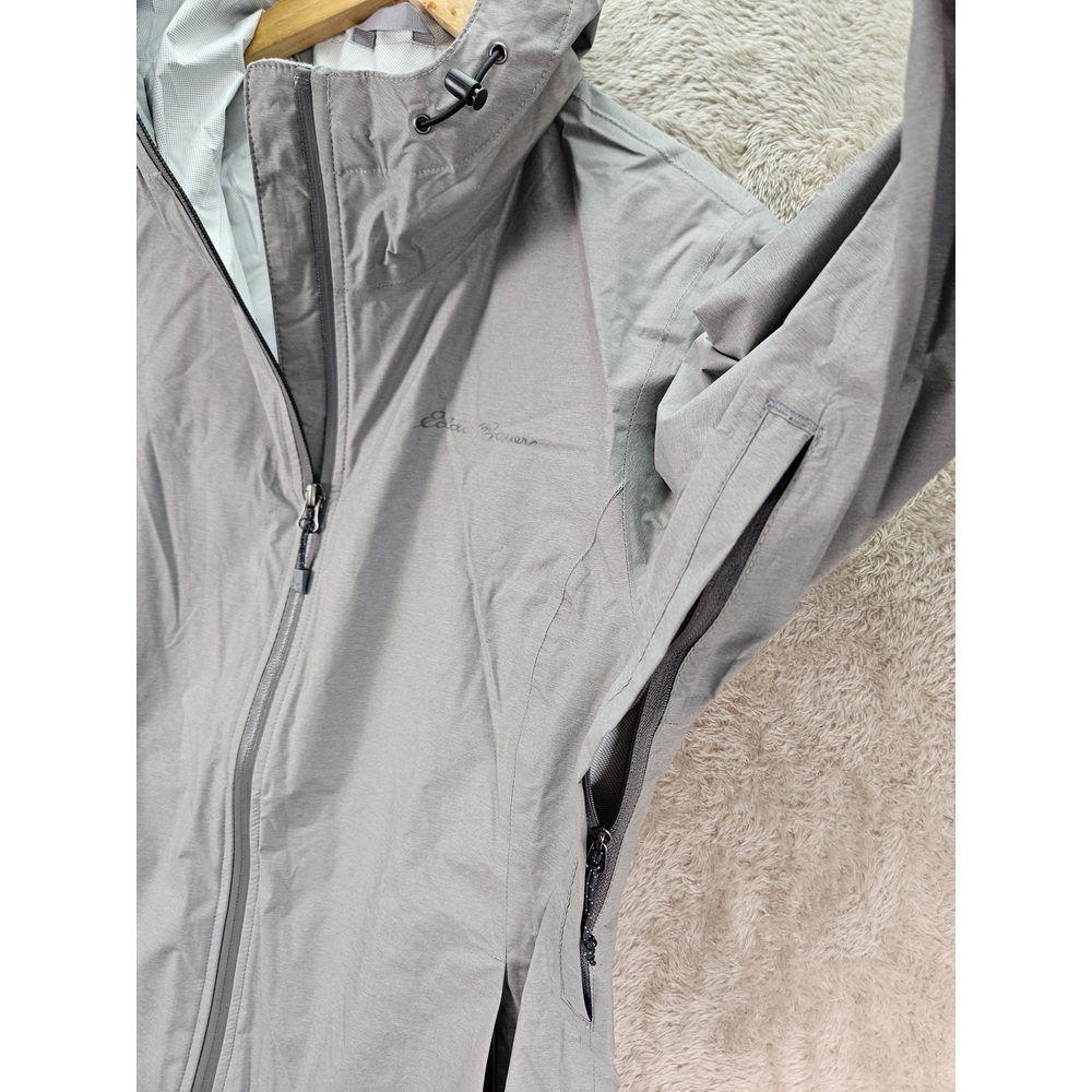 Eddie Bauer Hooded Rain Jacket Gray Full-zip Windbreaker Outdoor Waterproof - Picture 4 of 10